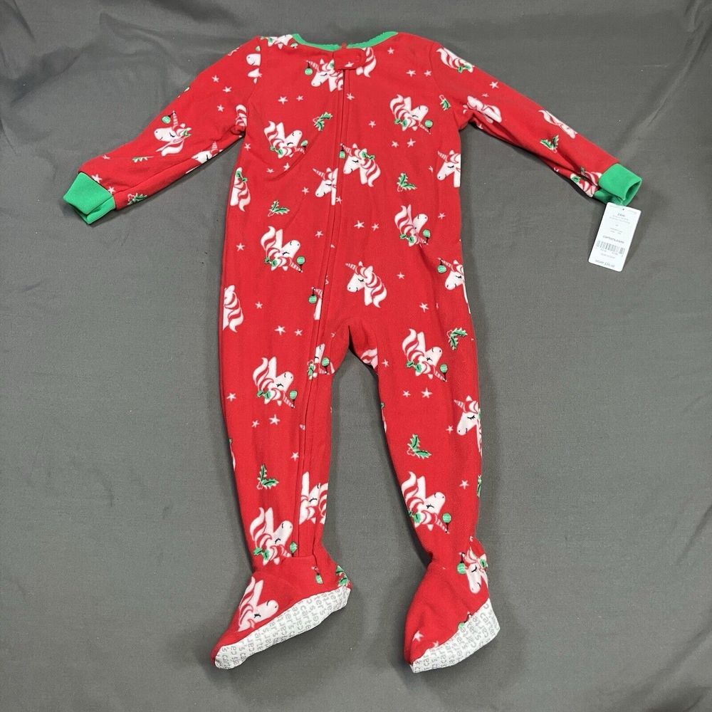 Carter's Fleece Footed Sleeper / 24M Toddler Girls / Unicorn / Red /Sleep N Play